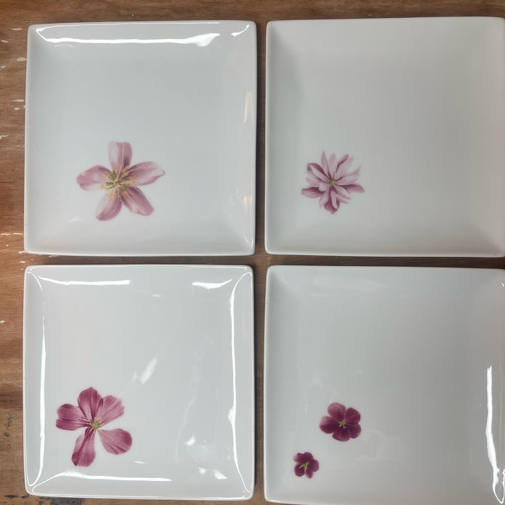 Calvin Klein set of 4 Floral Plates